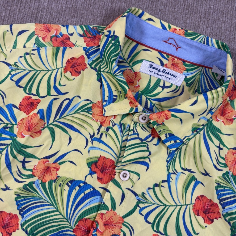 Tommy Bahama‎ The Coconut Point Yellow Tropical Print Shirt Men's Size XXL EUC